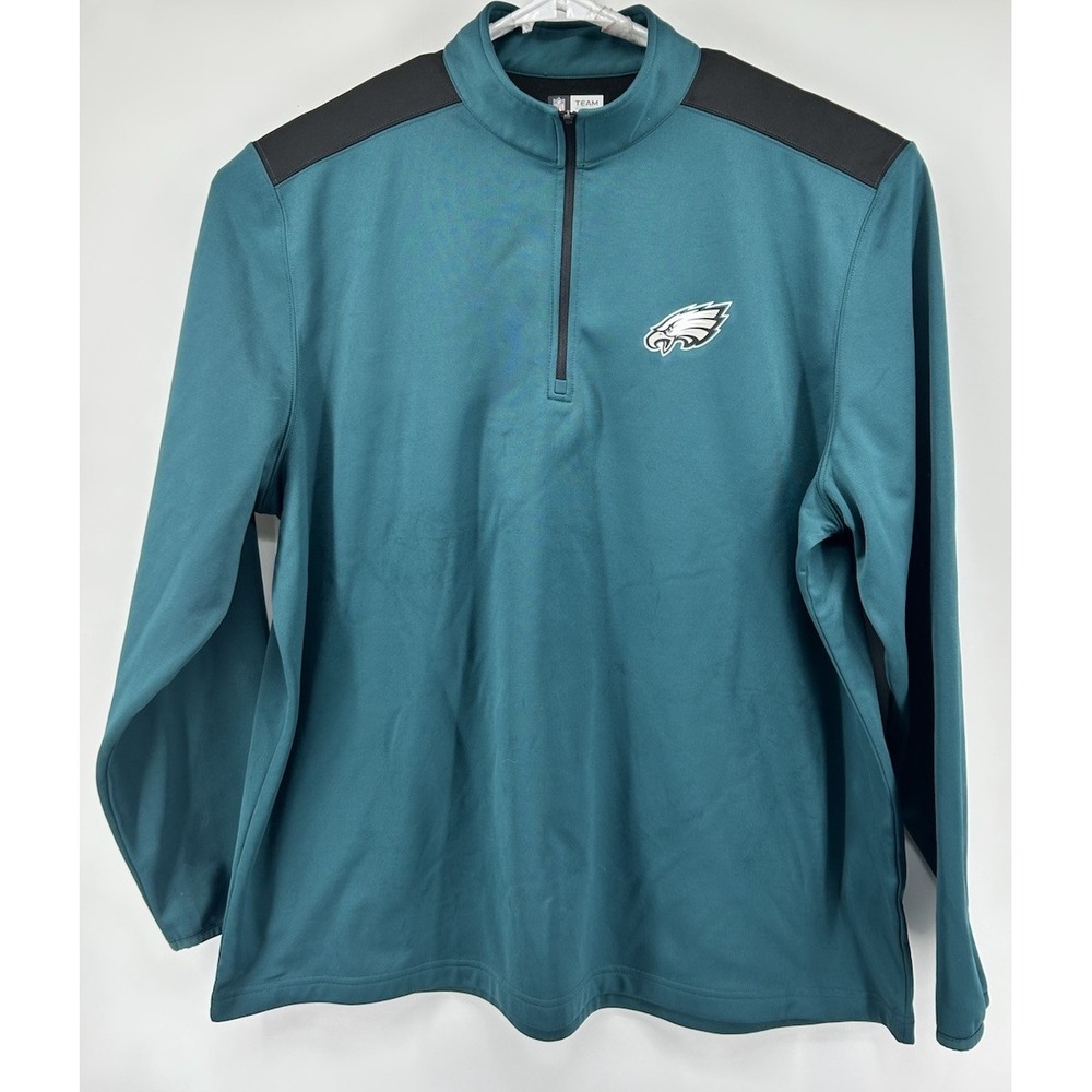 NFL Team Apparel Philadelphia Eagles NFL Long Sleeve 1/4 Zip Green Men's 3XL EUC